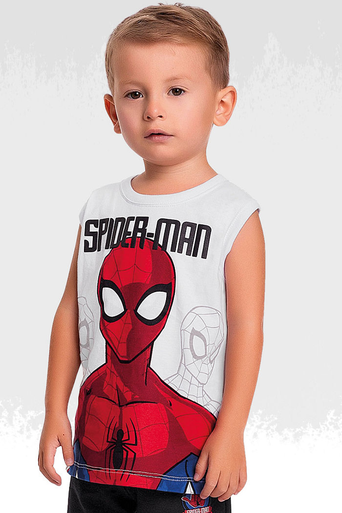 Conjunto regata meia malha e bermuda homem-aranha
