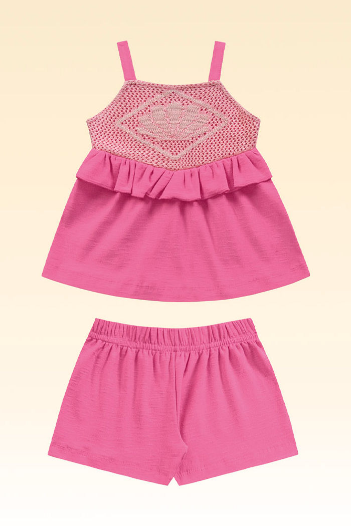 Conjunto regata short cotton flamê estampa perola