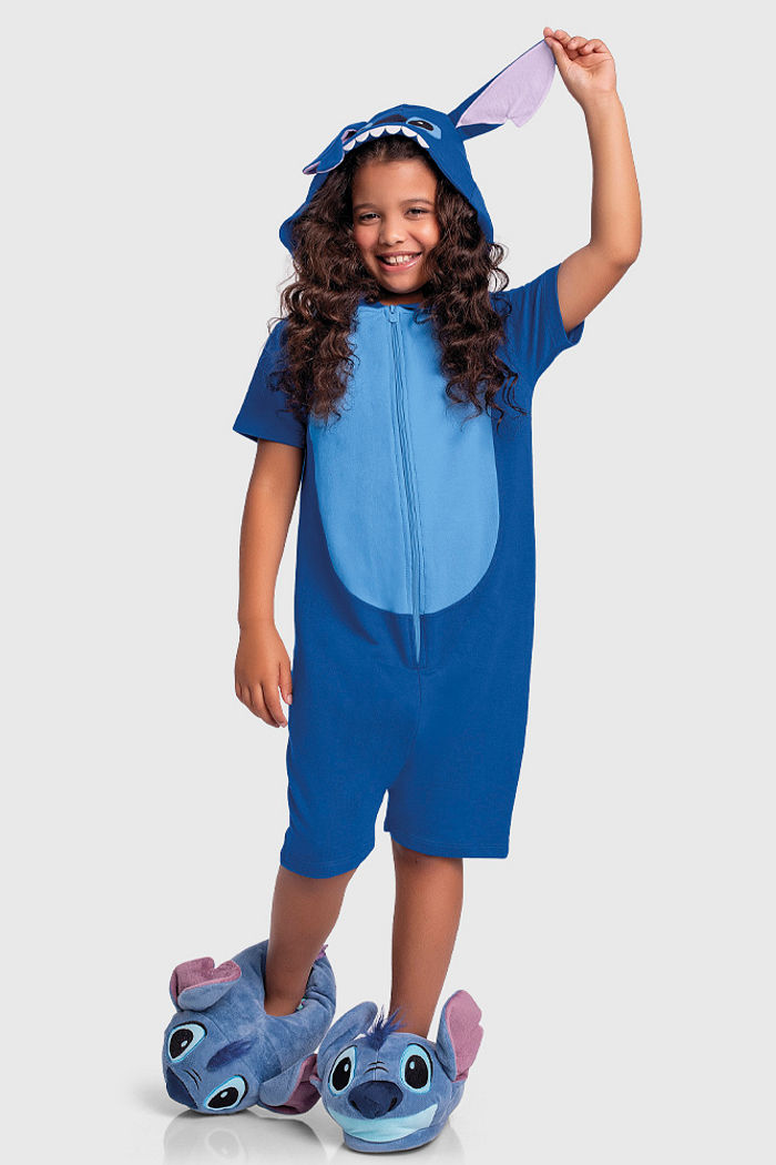 Kigurumi curto Lilo & Stitch em moletinho
