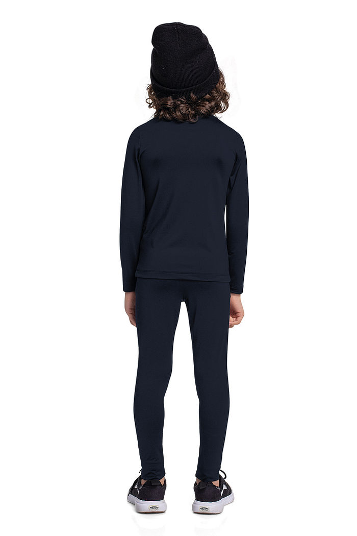 Blusa manga longa e gola redonda em malha térmica unissex