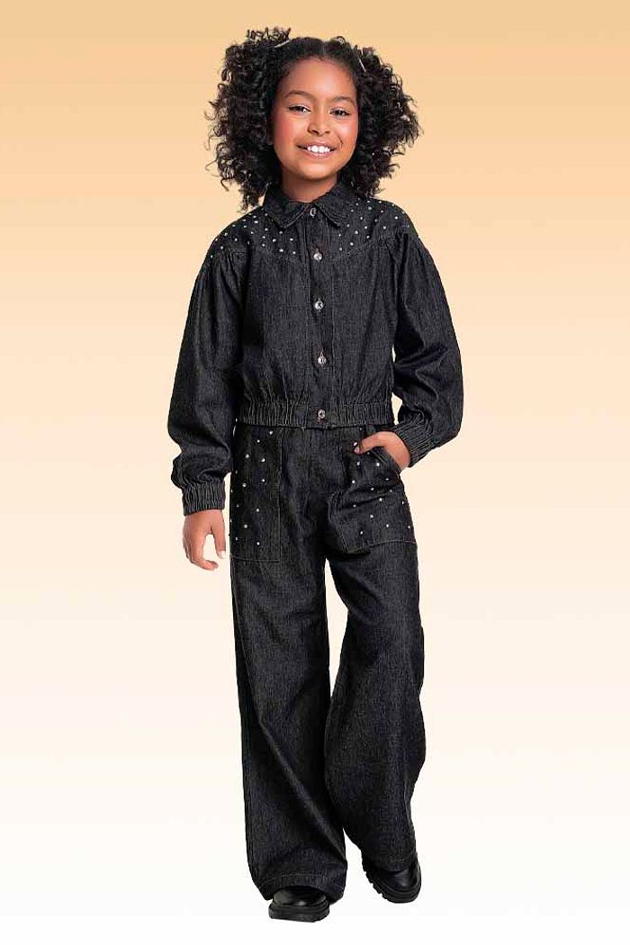 Camisa manla longa em jeans