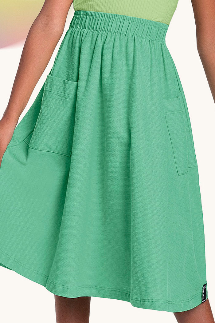 Saia midi em malha florence com bolso