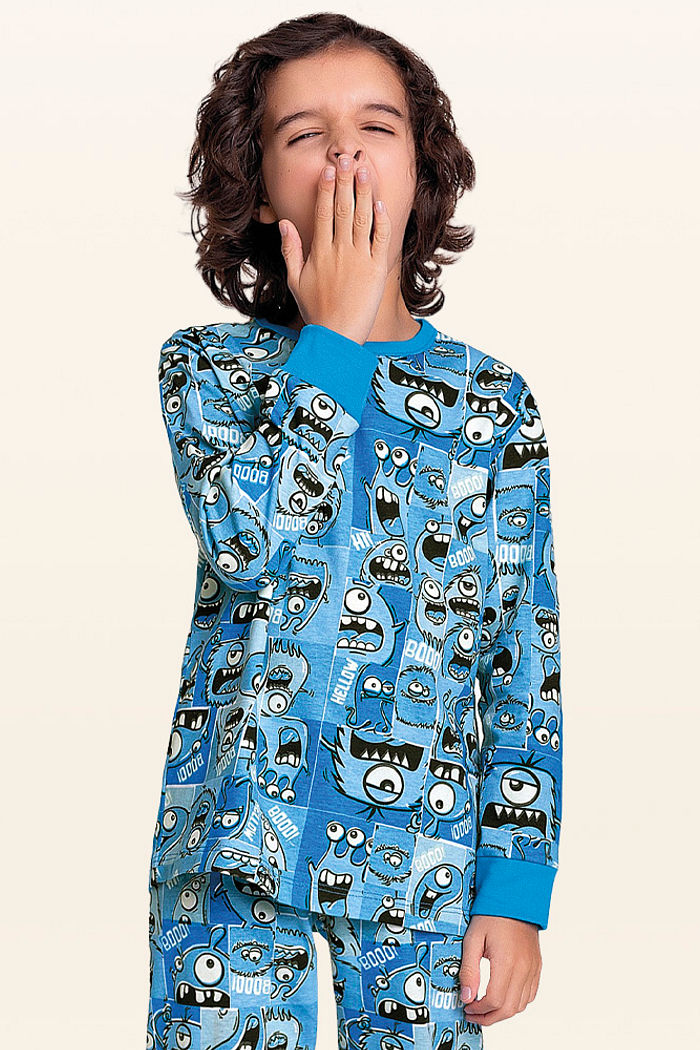 Conjunto pijama camiseta manga longa e calça mostrinho