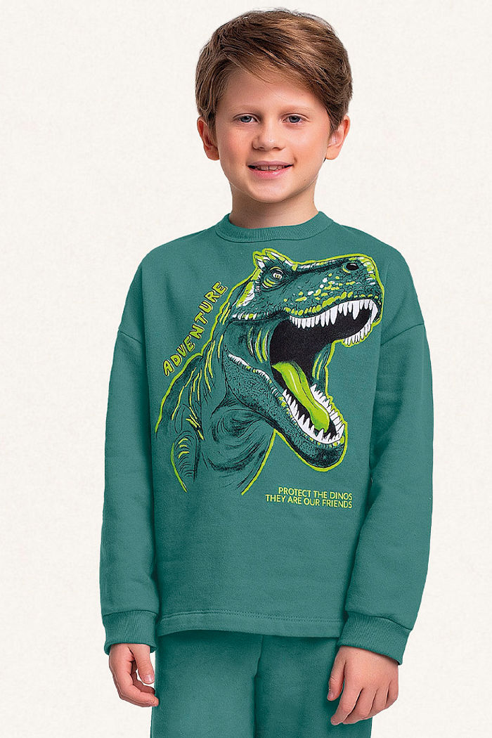 Conjunto blusão e calça em moletom dino