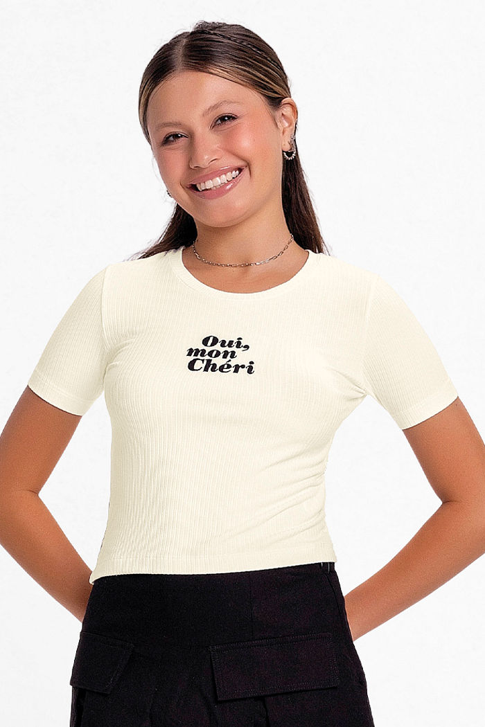 Blusa em ribana 5x3 oui mon chéri