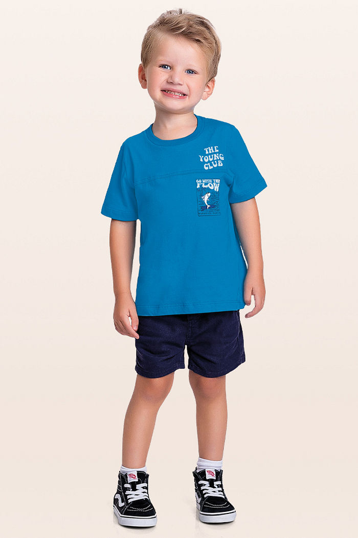 Camiseta em meia malha tubarão