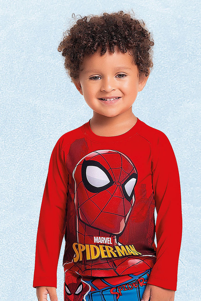 Camiseta manga longa em cotton poliéster Homem-aranha