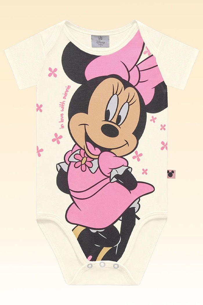 Body manga curta em suedine minnie