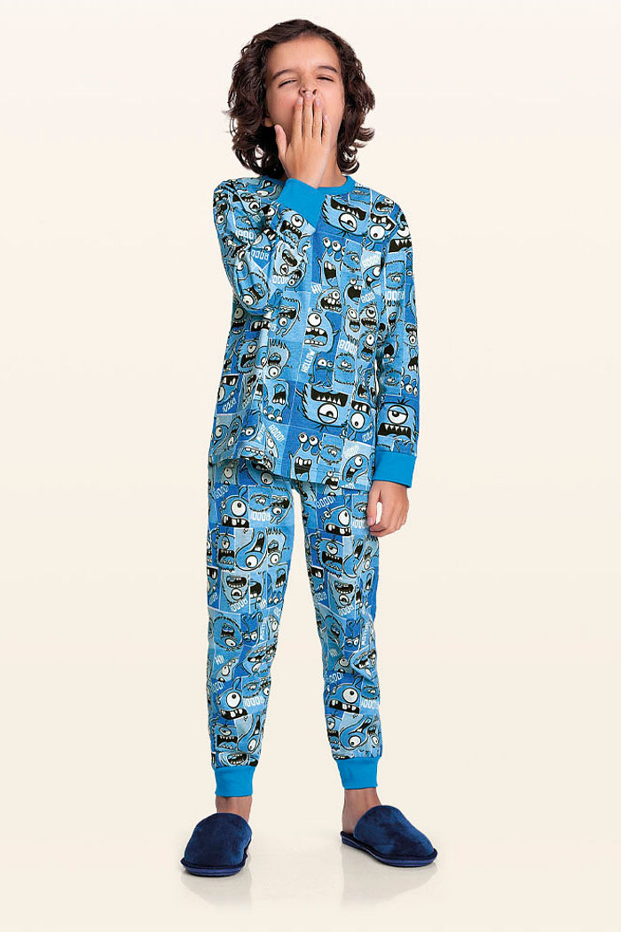 Conjunto pijama camiseta manga longa e calça mostrinho