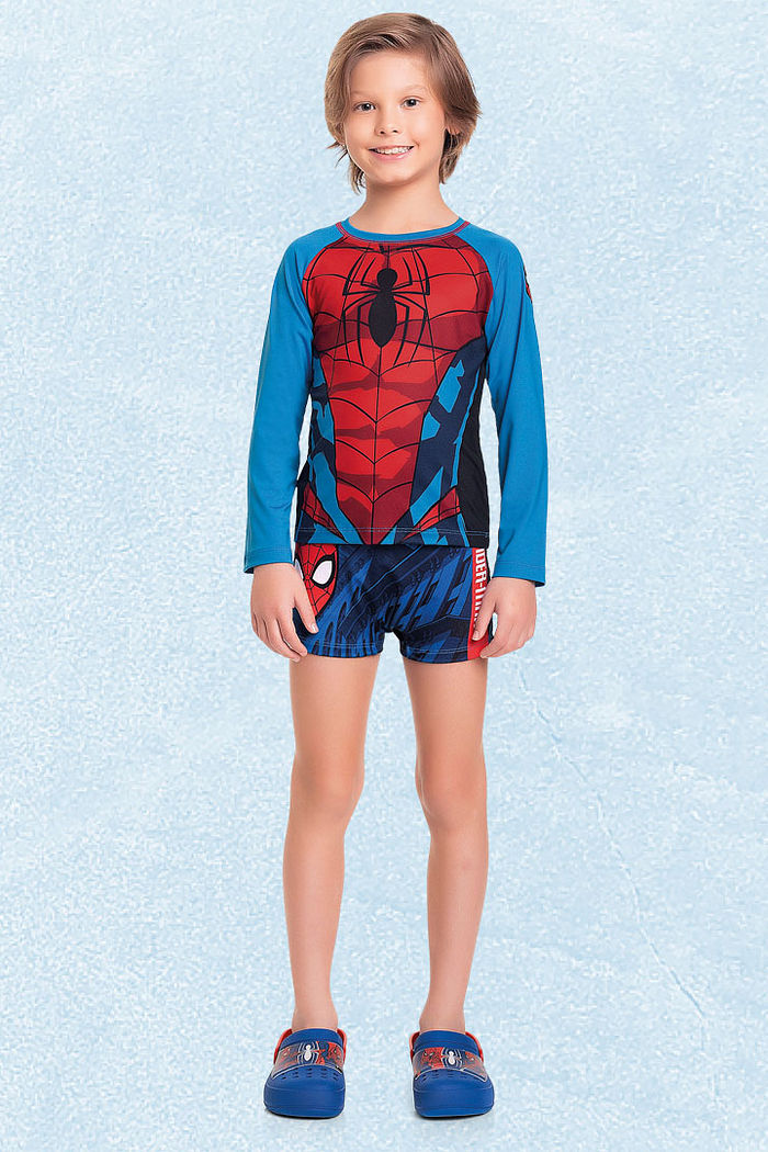 Camiseta manga longa em cotton poliéster Homem-aranha