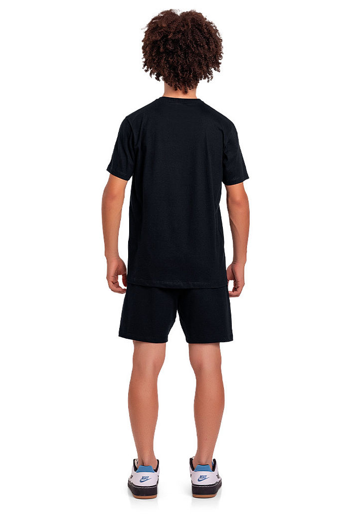 Conjunto juvenil camiseta em meia malha e bermuda moletinho