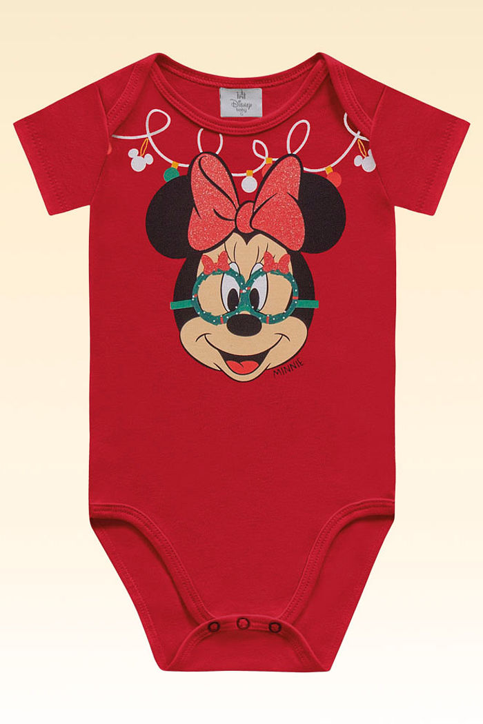 Body manga curta em meia malha minnie