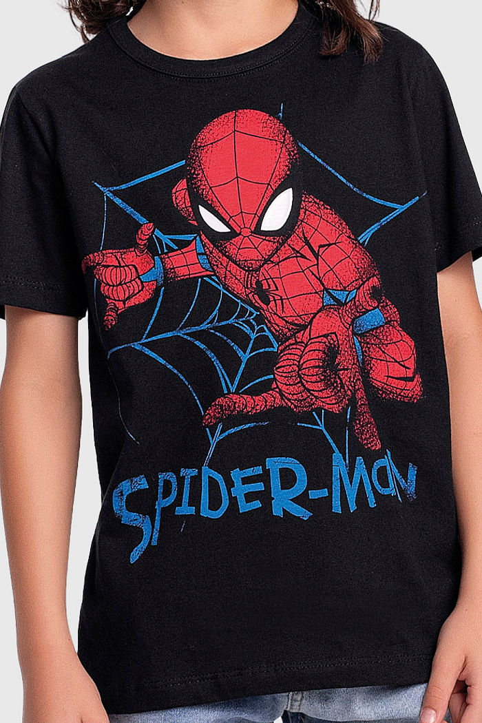 Camiseta em meia malha teia spider-man