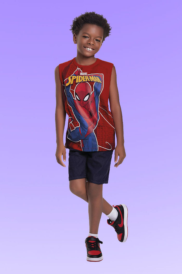 Regata em meia malha Homem-aranha