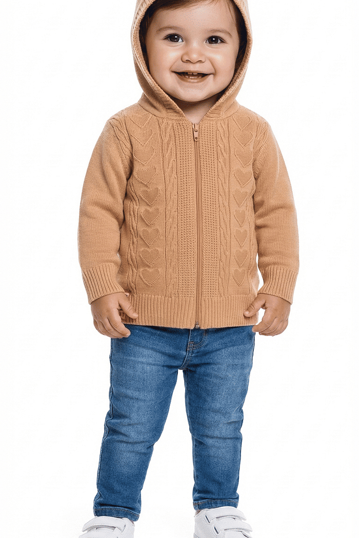 Jaqueta com capuz em tricot