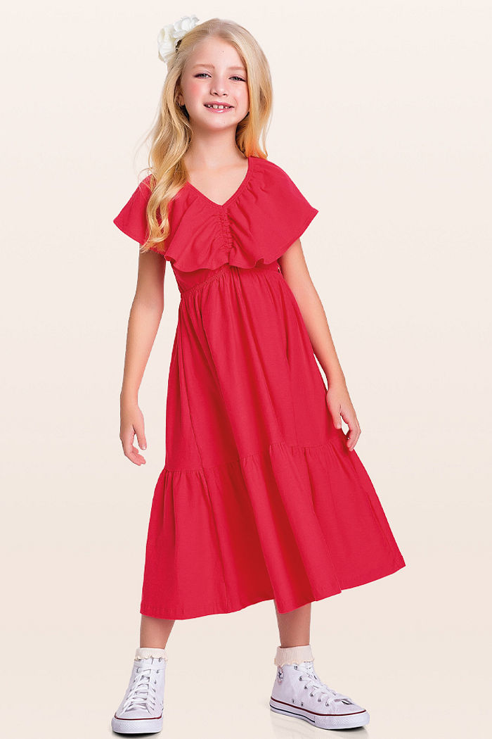 Vestido midi com elástico