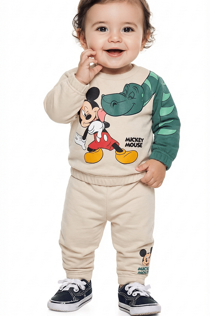 Conjunto blusão e calça em moletom Mickey