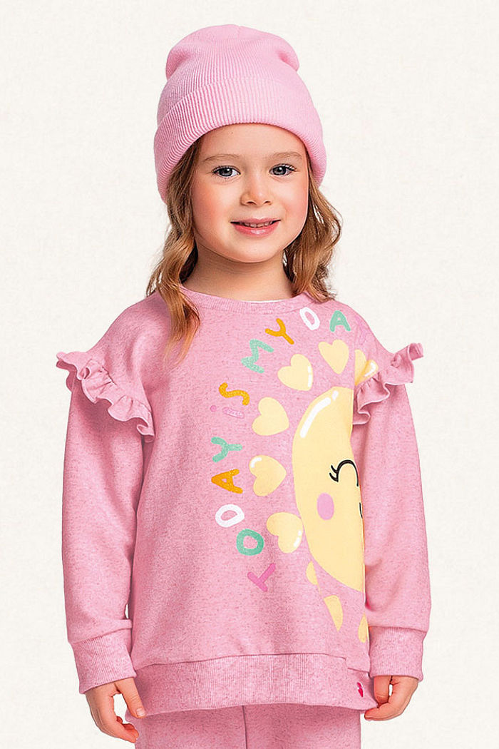 Conjunto blusão e calça em moletinho linho sol