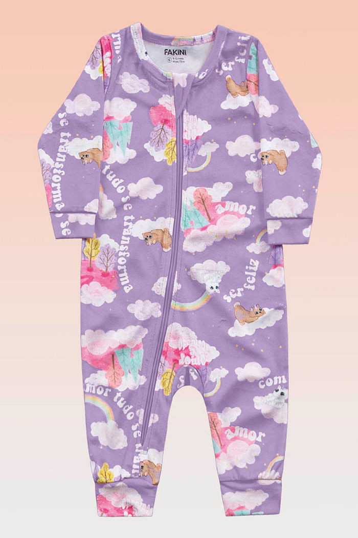 Macacão manga longa em plush poly