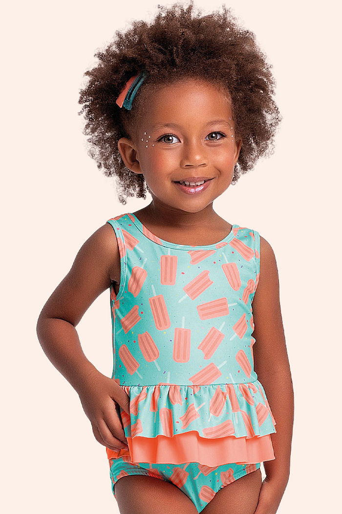 Maiô com estampa sublimada e forro em cotton poliéster