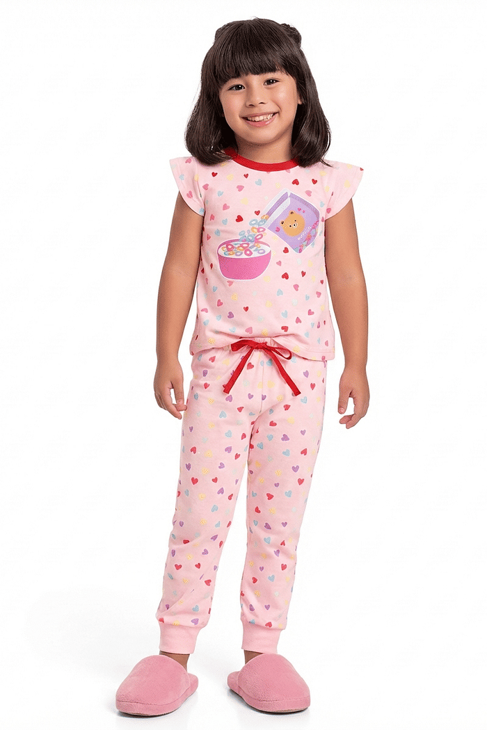 Conjunto pijama blusa e calça com tinta que brilha no escuro