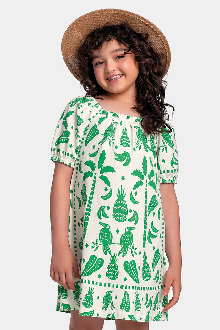 Vestido com estampa tropical