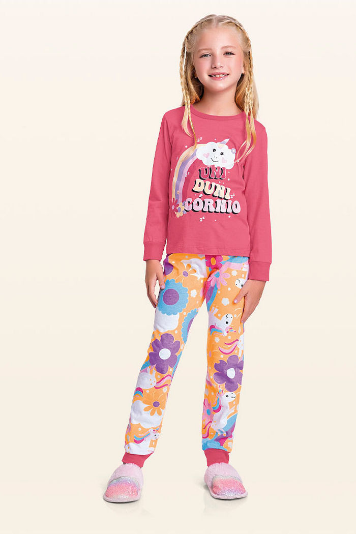Conjunto pijama blusa manga longa e calça uni
