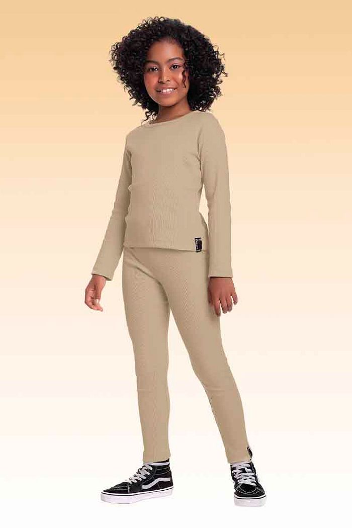 Blusa manga longa em ribana 2x1