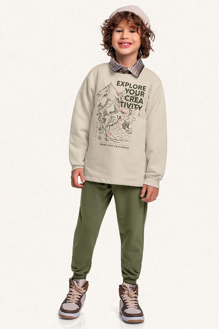 Conjunto blusão e calça em moletom explore