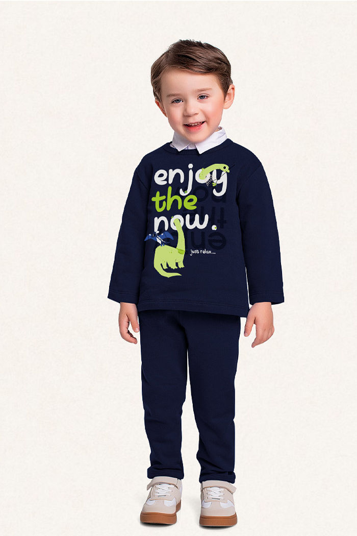 Conjunto blusão e calça em moletom dinos