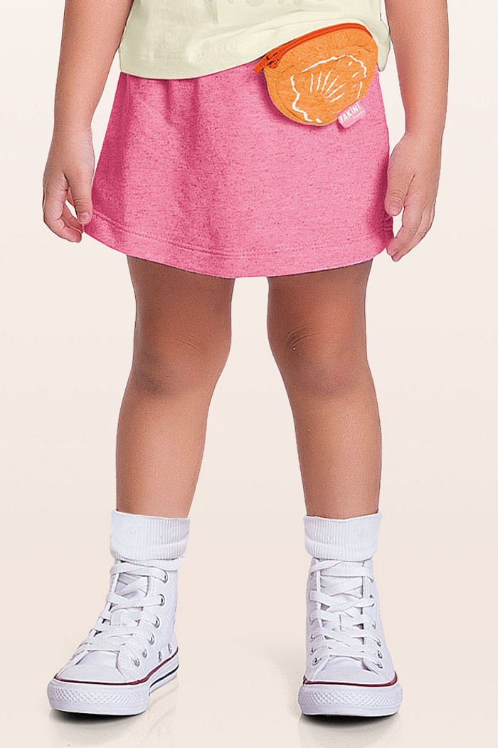 Short-saia moletinho linho pochete