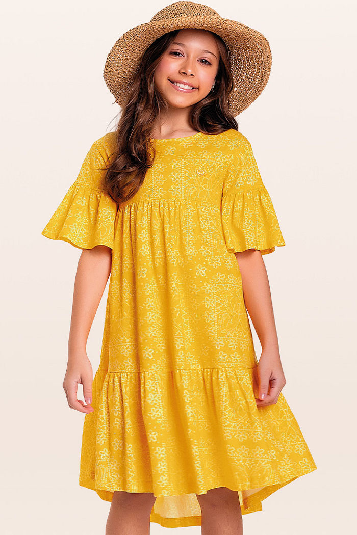 Vestido em meia malha borboletas no campo