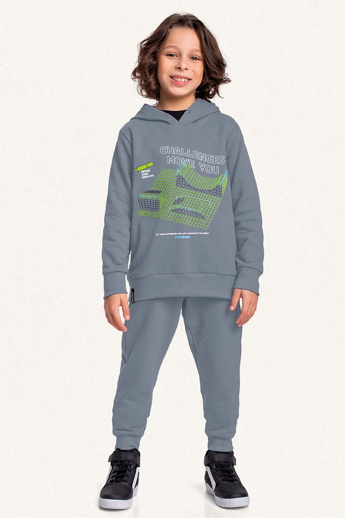Conjunto skate blusão com capuz e calça em moletom