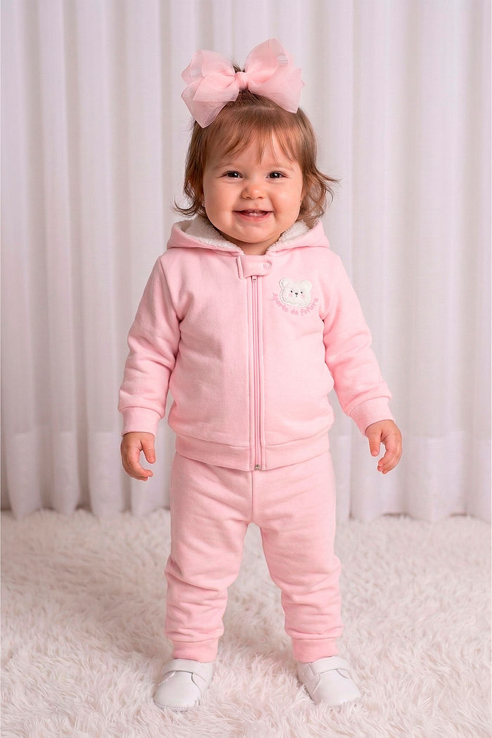 Conjunto jaqueta com capuz e calça