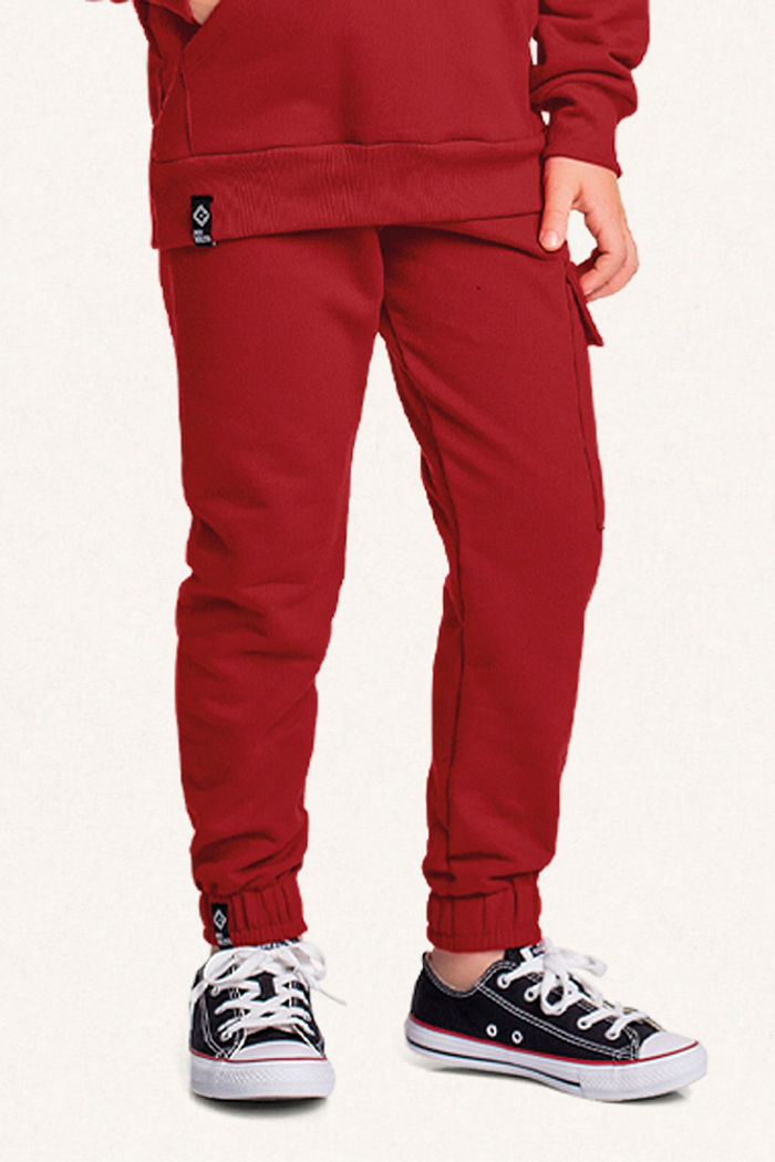 Calça em moletom com bolso cargo minimalista