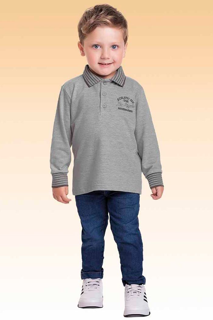 Camisa polo manga longa em mei malha piquet