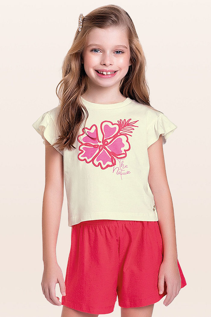 Conjunto blusa e short flor