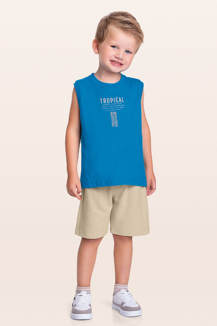 Conjunto regata e bermuda tropical