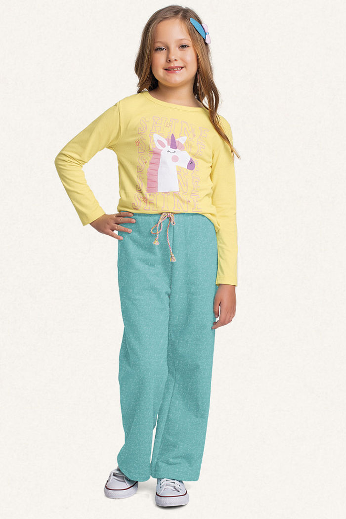 Blusa manga longa em meia malha unicórnio shine