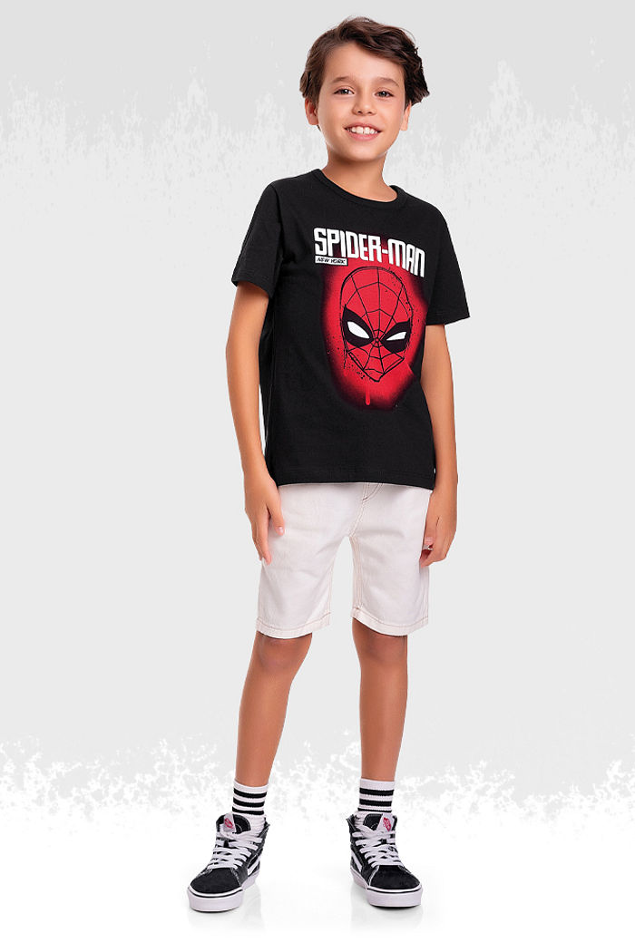 Camiseta em meia malha homem-aranha