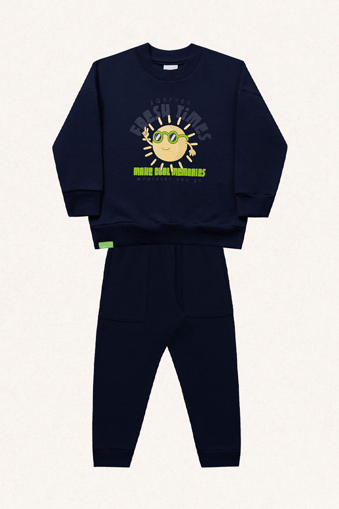 Conjunto blusão e calça em moletom fresh times