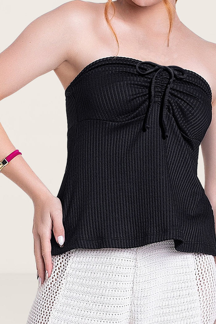 Blusa com amarração ajustavel em malha candy