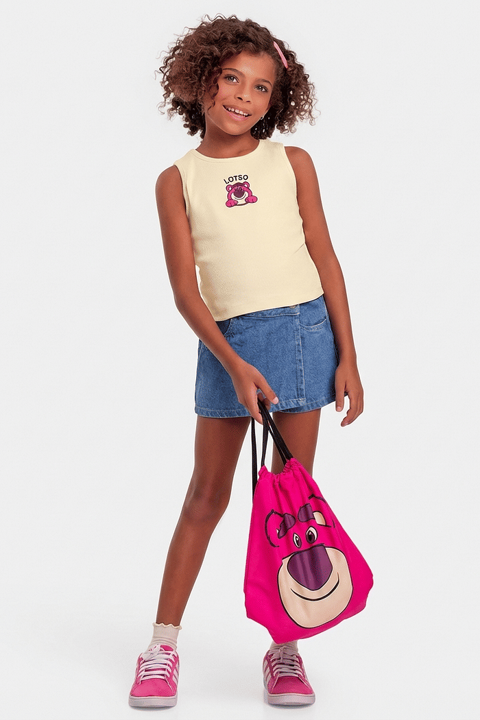 Regata com bordado e bolsa Lotso