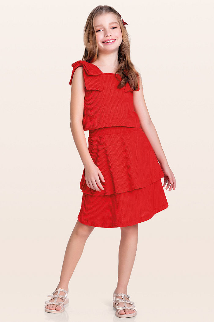 Conjunto regata e saia em malha candy