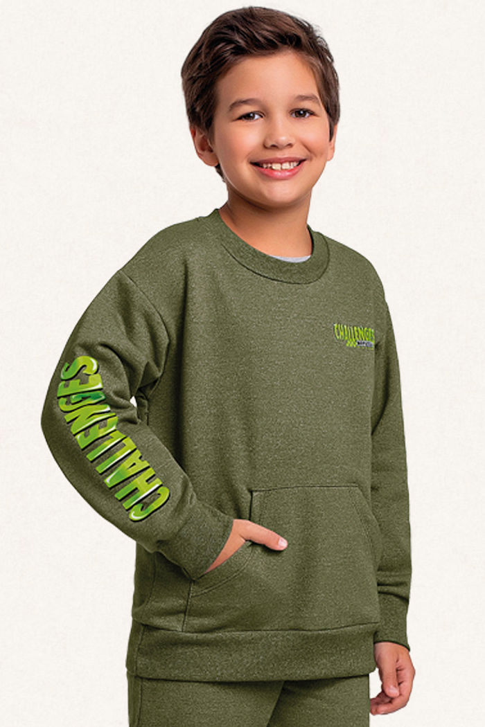 Conjunto blusão e calça em moletom molinê challenges