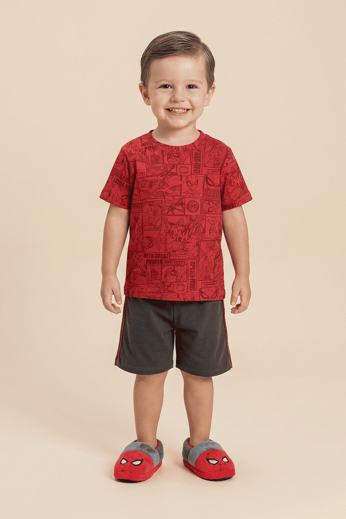 Conjunto camiseta e bermuda Homem-Aranha