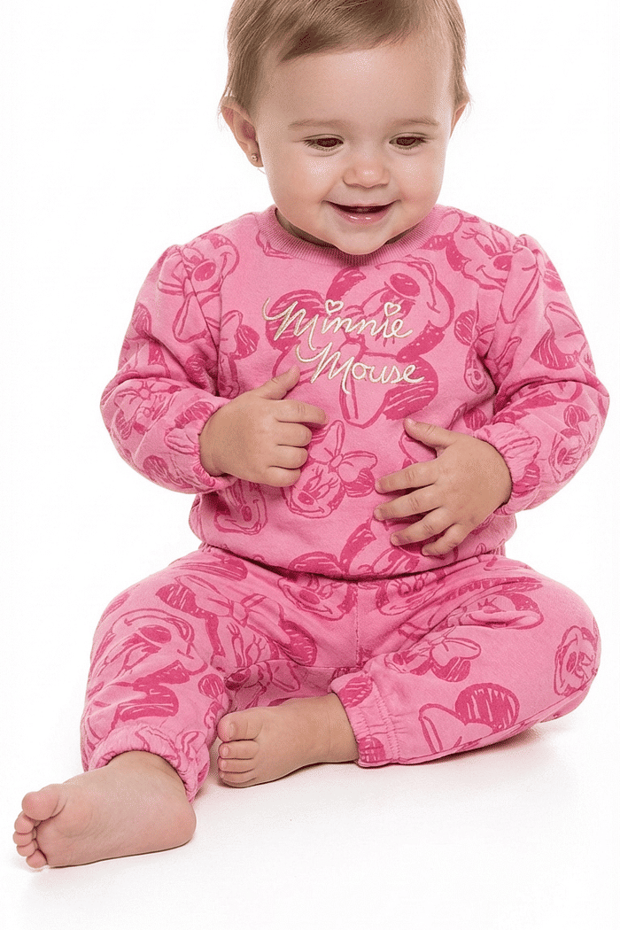 Conjunto blusão e calça em molecotton Minnie