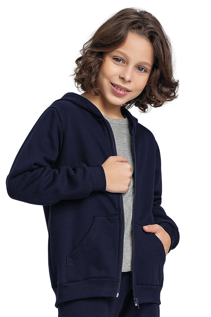 Jaqueta básica com capuz em moletom menino