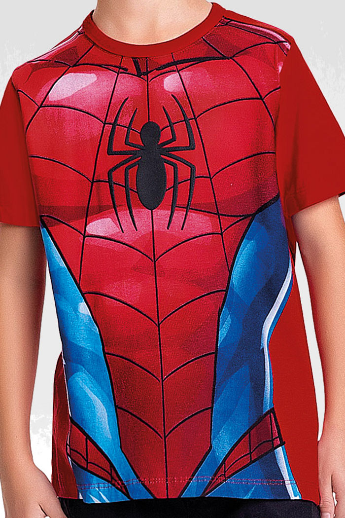 Camiseta em meia malha homem-aranha com mascara