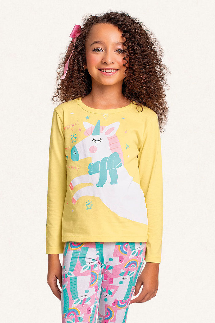 Conjunto blusa manga longa em meia malha e legging em cotton leve magic